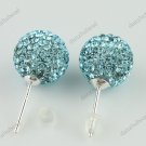 OCEAN BLUE SWAROVSKI CRYSTAL 925 SILVER EARRINGS 10MM