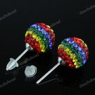 RAINBOW SWAROVSKI CRYSTAL BALL 925 SILVER EARRINGS 10MM