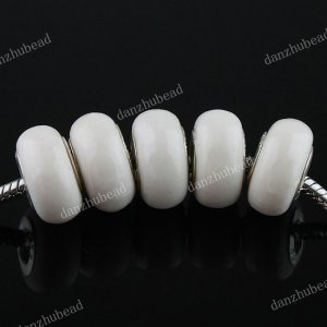 20X WHITE POLYMER CLAY EUROPEAN CHARM BEADS FINDINGS FIT BRACELET