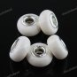 20X WHITE POLYMER CLAY EUROPEAN CHARM BEADS FINDINGS FIT BRACELET