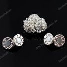 50X CLEAR CRYSTAL SILVER MAGNETIC ROUND BALL CLASP FINDINGS WHOLESALE 10MM