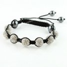 CHARMING SWAROVSKI CRYSTAL DISCO  HEMATITE BALLS ADJUSTABLE MACRAME BRACELETS
