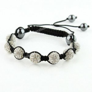 CHARMING SWAROVSKI CRYSTAL DISCO  HEMATITE BALLS ADJUSTABLE MACRAME BRACELETS
