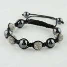 SWAROVSKI CRYSTAL DISCO MACRAME HEMATITE BALLS ADJUSTABLE BRACELETS