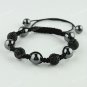 SWAROVSKI CRYSTAL DISCO MACRAME HEMATITE BALLS ADJUSTABLE BRACELETS