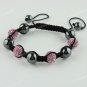 SWAROVSKI CRYSTAL DISCO MACRAME HEMATITE BALLS ADJUSTABLE BRACELETS