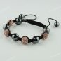 SWAROVSKI CRYSTAL DISCO MACRAME HEMATITE BALLS ADJUSTABLE BRACELETS
