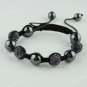 SWAROVSKI CRYSTAL DISCO MACRAME HEMATITE BALLS ADJUSTABLE BRACELETS