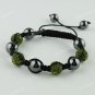 SWAROVSKI CRYSTAL DISCO MACRAME HEMATITE BALLS ADJUSTABLE BRACELETS