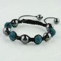 SWAROVSKI CRYSTAL DISCO MACRAME HEMATITE BALLS ADJUSTABLE BRACELETS