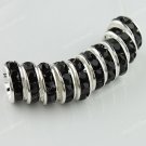50PCS BLACK CRYSTAL SILVER SPACER LOOSE BEADS JEWELRY FINDINGS WHOLESALE 10MM