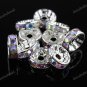 50PCS CLEAR AB CRYSTAL SILVER SPACER LOOSE BEADS JEWELRY FINDINGS WHOLESALE 10MM