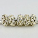 100X WHOLESALE LIGHT YELLOW CRYSTAL SILVER CHARM BEADS