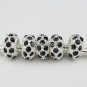 100PCS WHOLESALE BLACK CRYSTAL SILVER CHARM BEADS