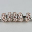 100PCS WHOLESALE PEACH CRYSTAL SILVER CHARM BEADS