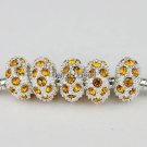 100PCS WHOLESALE GOLDEN CRYSTAL SILVER CHARM BEADS