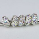 100PCS WHOLESALE COLORFUL CRYSTAL SILVER CHARM BEADS
