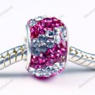 DOUBLE MAGENTA SWAROVSKI CRYSTAL 925 SILVER CHARM BEAD