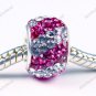 DOUBLE MAGENTA SWAROVSKI CRYSTAL 925 SILVER CHARM BEAD