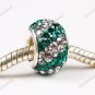DOUBLE DEEP GREEN SWAROVSKI CRYSTAL 925 SILVER BEAD