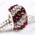 DOUBLE DEEP RED SWAROVSKI CRYSTAL 925 SILVER CHARM BEAD