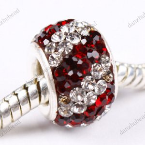 DOUBLE DEEP RED SWAROVSKI CRYSTAL 925 SILVER CHARM BEAD