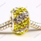DOUBLE YELLOW SWAROVSKI CRYSTAL 925 SILVER CHARM BEAD