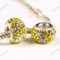 DOUBLE YELLOW SWAROVSKI CRYSTAL 925 SILVER CHARM BEAD