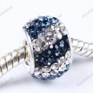 DOUBLE MIDNIGHTBLUE SWAROVSKI CRYSTAL 925 SILVER BEAD
