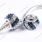 DOUBLE MIDNIGHTBLUE SWAROVSKI CRYSTAL 925 SILVER BEAD