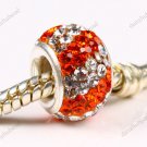 DOUBLE NACARAT SWAROVSKI CRYSTAL 925 SILVER CHARM BEAD