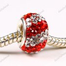 DOUBLE RED SWAROVSKI CRYSTAL TRUE 925 SILVER CHARM BEAD