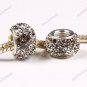 DOUBLE GRAY SWAROVSKI CRYSTAL 925 SILVER CHARM BEAD
