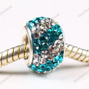 DOUBLE TURQUOISE SWAROVSKI CRYSTAL 925 SILVER CORE BEAD