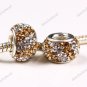 DOUBLE LIGHT GOLDEN SWAROVSKI CRYSTAL 925 SILVER BEAD