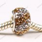 DOUBLE LIGHT GOLDEN SWAROVSKI CRYSTAL 925 SILVER BEAD