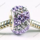 DOUBLE VOILET SWAROVSKI CRYSTAL 925 SILVER CHARM BEAD