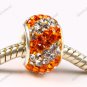 DOUBLE ORANGE SWAROVSKI CRYSTAL 925 SILVER CHARM BEAD