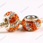 DOUBLE ORANGE SWAROVSKI CRYSTAL 925 SILVER CHARM BEAD