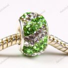 DOUBLE LIGHT GREEN SWAROVSKI CRYSTAL 925 SILVER BEAD