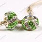 DOUBLE LIGHT GREEN SWAROVSKI CRYSTAL 925 SILVER BEAD