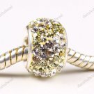 DOUBLE LIGHT YELLOW SWAROVSKI CRYSTAL 925 SILVER BEAD