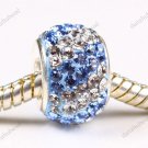 DOUBLE LIGHT BLUE SWAROVSKI CRYSTAL 925 SILVER BEAD