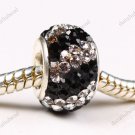 DOUBLE CLEAR SWAROVSKI CRYSTAL 925 SILVER CHARM BEAD