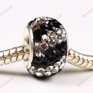 DOUBLE CLEAR SWAROVSKI CRYSTAL 925 SILVER CHARM BEAD