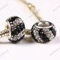 DOUBLE CLEAR SWAROVSKI CRYSTAL 925 SILVER CHARM BEAD