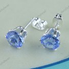 1 PAIR LIGHT BLUE CRYSTAL RHINESTONE STUD FASHION EARRINGS 6 MM
