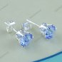 1 PAIR LIGHT BLUE CRYSTAL RHINESTONE STUD FASHION EARRINGS 6 MM