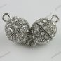 CLEAR CRYSTAL GOLD/SILVER/18KG MAGNETIC ROUND BALL CLASPS FINDINGS