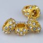 100X WHOLESALE CLEAR CRYSTAL GOLD SPACER EUROPEAN CHARM BEADS FINDINGS